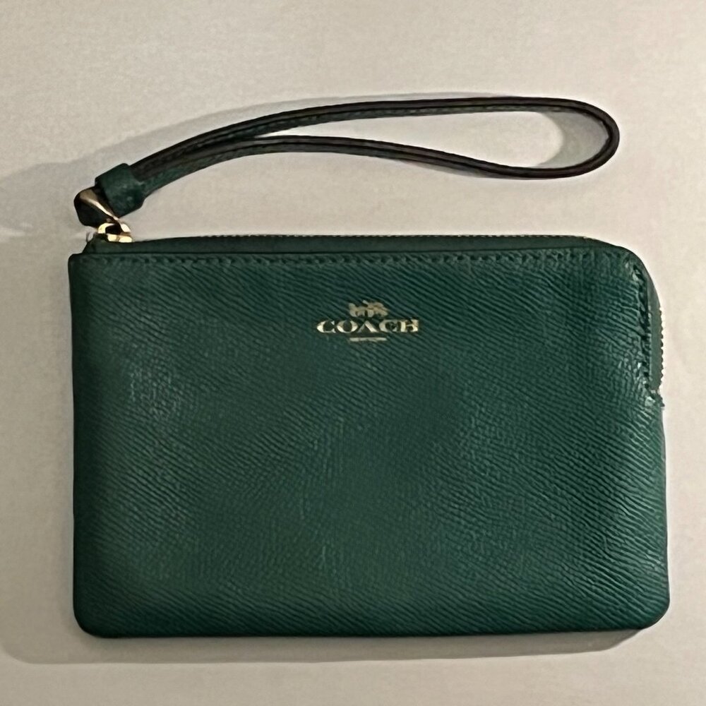 Used Green Coach Wristlet Bag